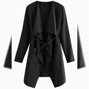 Women's Waterfall Collar Long Sleeve Wrap Cardigan